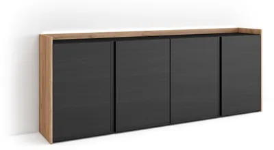 Immagine prodotto di Credenza effetto legno nero e rovere 207x35x80cm con Led