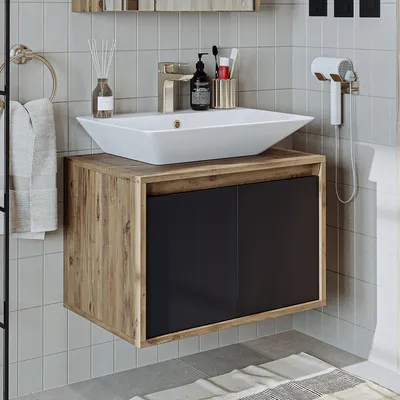 Immagine prodotto di Set di mobili da bagno Roomart ATLANTIC-65, 2 pezzi, larghezza 65 cm, rovere antracite