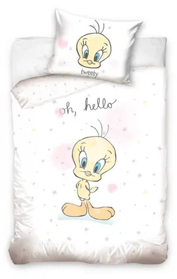 Zdjęcie produktu dla poszewka na kołdrę Tweety junior 120 cm, bawełna, biała