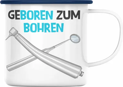 Produktbild von Trendation - Zahnmedizinische Fachangestellte Geschenk Emaille Tasse mit Spruch Zahnarzt Geschenkidee Zahnartzhelferin (Blau)