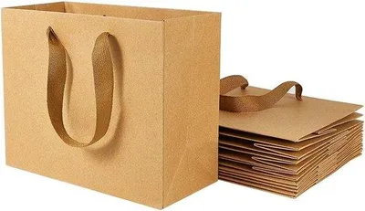 Productafbeelding van Milieuvriendelijke, bruine papieren boodschappentassen, 10 stuks, 22 x 18 x 10 cm