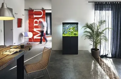 Produktbild von Aquariumkombination JUWEL Lido 200 SBX mit LED-Beleuchtung, Heizer, Filter und Unterschrank schwarz