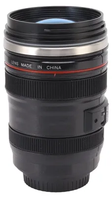 Imagen del producto de Taza de acero inoxidable con forma de lente de cámara, 400 ml. Vaso de agua con diseño de lente de cámara, una idea de regalo original para fotógrafos