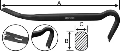 Immagine prodotto di Piede di porco 35 cm, robusto palanchino pratico e multifunzione, leva in acciaio, Ingco