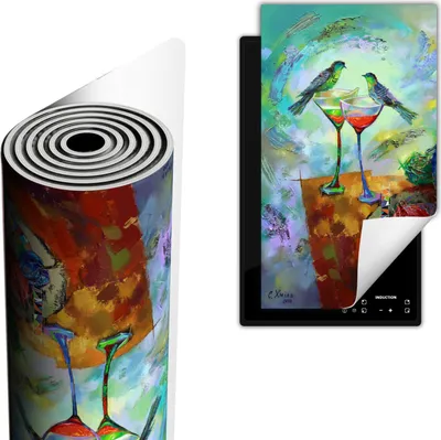 Produktbild von Herdabdeckplatte abdeckung Glaskeramikkochfeld abdeckplatte 30x52 cm Anti Rutsch Matte Aufrollbar, Wein bunt