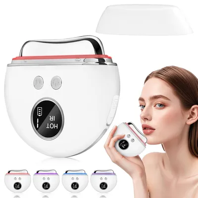 Produktbild von EMS Gua Sha Gesichtsmassagegerät – 4 Modi, LED-Lichttherapie (Blau, Violett & Rot), Wärme & Kälte, 9 Intensitätsstufen für Gesicht & Hals