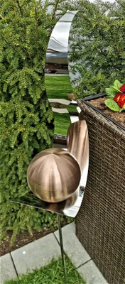 Produktbild von Skulptur Flame Edelstahl golden rose matt gebürstet 146 cm Gartenstecker Beetstecker Rosenkugel