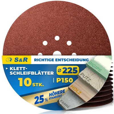 Produktbild von S&R Schleifpapier 225mm, Schleifscheiben 225mm, Schleifgitter 225 mm Klett