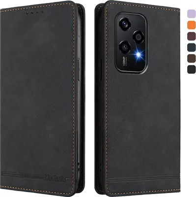 Obrázek produktu pro Pouzdro pro Honor 200 Lite, retroPolyuretankožené flip pouzdro s stojánkem a přihrádkami na karty Černý