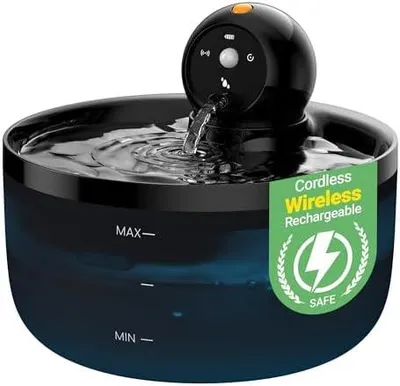 Produktbild von Katzenbrunnen Kabellos Trinkbrunnen für Katze: Katzenbrunnen für Katzen mit Sensor - 2.6L Wasserbrunnen für Katzen ohne Kabel mit Bewegungsmelder - Automatisch Katzentrinkbrunnen Kabellos Akku