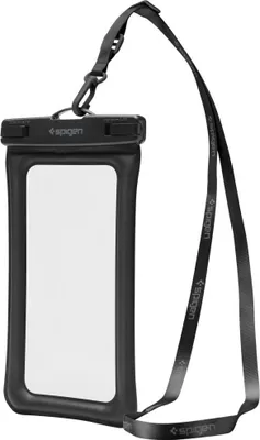 A black waterproof pouch with a lanyard.