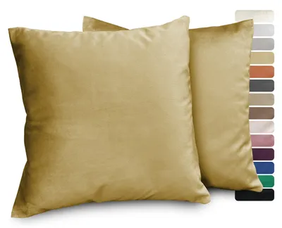 Produktbild von Beautex Samt Premium Kissenhüllen 2er Set, Kissenbezug Sofa- und Dekokissen,Gold,40x40cm