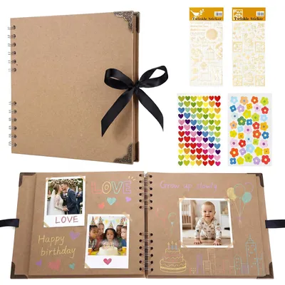 Fotoalbum zum Selbstgestalten, 60 Seiten, 20,5 x 20,5 cm, mit 4 Stickerbögen