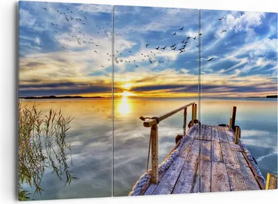 Produktbild von Bild auf Leinwand - Leinwandbild - See Brücke - 165x110cm - Wand Bild - Wanddeko - Wandbilder - Leinwanddruck - Bilder - Kunstdruck - Wanddekoration - Leinwand bilder - Wandkunst - CE165x110-3963