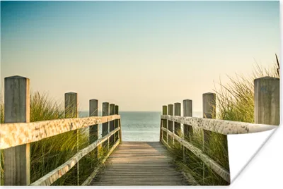 Produktbild von MuchoWow® Poster Zaun - Weg - Meer 60x40 cm - Schlafzimmerdekoration