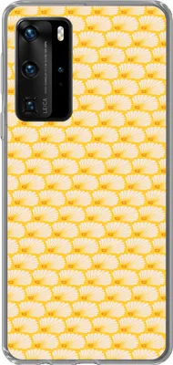 Produktbild von MuchoWow® Handyhülle Schutzhülle Hülle für Telefoonhoesje Huawei P40 Pro Art Deco - Design - Muschel - Gelb Silikon Softcase Handy Hülle - Schutz