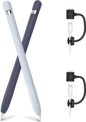 Image de 2 étuis pour Apple Pencil 1ère génération, antidérapants, en silicone, gris