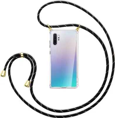 Produktbild von Handykette Backcover-Schutzhülle mit Band (Metall goldfarben) für Samsung Galaxy Note 10 Plus - schwarz/gold