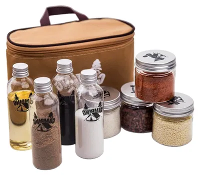 Produktbild von 8 Gewürzflaschen - Multifunktionale Aufbewahrungsbehälter mit Picknick-Tasche aus Oxford-Gewebe
