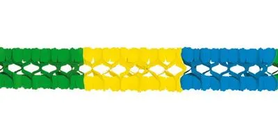 Produktbild von Brasilien-Girlande blau gelb grün, 15 cm Durchmesser, 4 m lang, schwer entflammbar