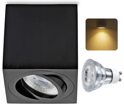 Produktbild von Sweet LED Aufbaustrahler eckig schwarz Aufbauspot GU10 7W Aluminium Deckenspot