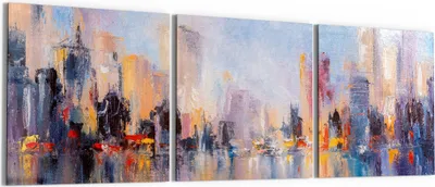 Produktbild von DEQORI Glasbild Echtglas 3x50x50 cm 'Wolkenkratzer am Wasser' Wandbilder XXL groß