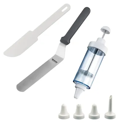 Productafbeelding van Westmark Back-Set, 3-delig: 1 spuitzak met 5 spuitmondjes, 1 spatel, 1 koekjesvorm