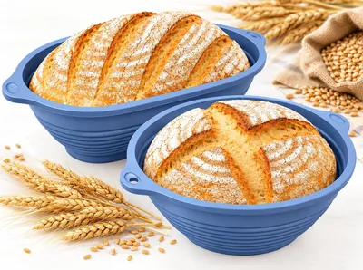 Silikon-Gärkörbchen 2er-Set, oval 29 cm & rund 26 cm