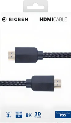 Obrázok produktu pre Bigben Interactive FLA PS5 8K HDMI 2.1 KABEL 3M, 3 m, Typ HDMI (štandard), Typ HDMI (štandard), Čierna