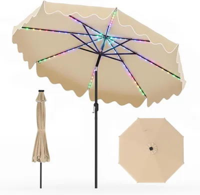 Obrázok produktu pre KOMFOTTEU záhradný slnečník, 280 cm, 104 LED, nastaviteľný, kovový, s UV ochranou, s ručnou kľukou, vhodný na terasu a k bazénu