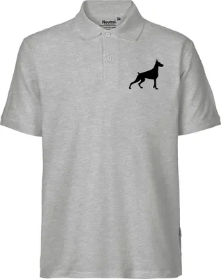 Produktbild von Huuraa Herren Polo Shirt Dobermann Silhouette XL Sport Grey Bio Baumwolle Fairtrade Poloshirt Geschenkidee