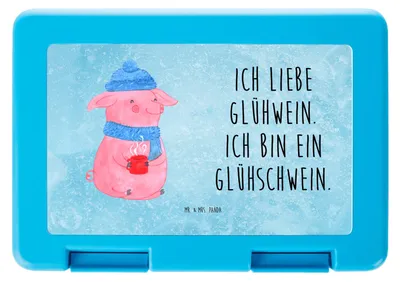 Produktbild von Mr. & Mrs. Panda Lunchbox Schwein Glühwein - Eisblau - Geschenk, Bento Box, Vorratsbehälter, Bentobox, Punsch, Weihnachtsmarkt, Nikolaus, Snackbox, Aufbewahrungsbox essen
