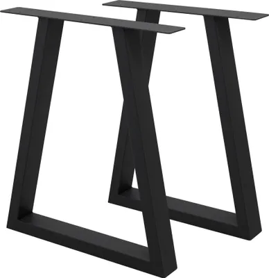 Obrázek produktu pro ECD Germany 2x stolová noha lichoběžníkového tvaru, 60x72 cm, černá, práškově lakovaná ocel, průmyslový design, kovový rám stolu pro jídelní stůl