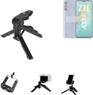 Produktbild von K-S-Trade Stativ Tisch-Ständer Dreibein Handy-Stativ Ständer kompatibel mit ZTE Blade A53+ Mini-Stativ Smartphone Tripod Handy-Stativ aus Plastik