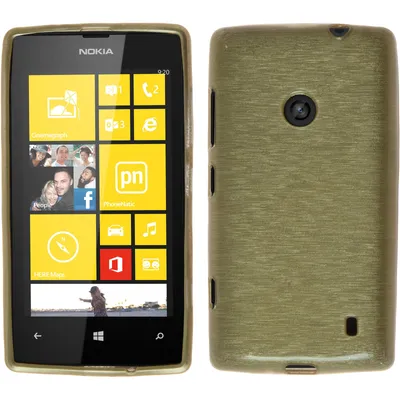 Produktbild von PhoneNatic Case kompatibel mit Nokia Lumia 520 - gold Silikon Hülle brushed + 2 Schutzfolien