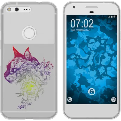 Produktbild von PhoneNatic Case kompatibel mit Google Pixel Silikon-Hülle Floral Katze M2-5