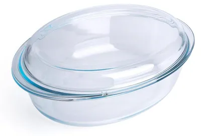 Immagine prodotto di Contenitore in vetro ovale con coperchio, capacità 5 litri, trasparente, in vetro temperato, adatto al forno, lavabile in lavastoviglie e utilizzabile nel congelatore