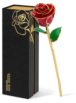 24K Gold Rose mit Herz-Puzzle – rotes Geschenk für sie