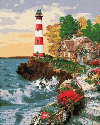 Immagine prodotto di Dipinto a numeri - Casa con il faro... 40x50 cm - Ideyka