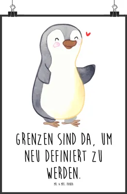 Produktbild von Mr. & Mrs. Panda Bild Pinguin Amputation DIN A0 - Weiß - Geschenk, wanddeko, Armamputation, drucke, Kunstdruck, Posterdruck, Plakat
