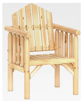 Produktbild von Gartenstuhl aus Holz mit geneigter Rückenlehne und Armlehnen für Garten, Terrasse und Balkon (Natur)