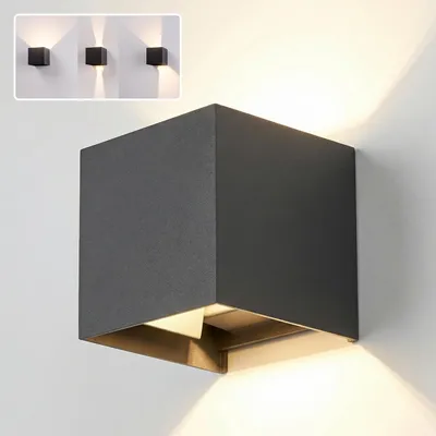 Produktbild von Grafner Aluminium Wandlampe schwarz, einstellbarer Abstrahlwinkel, 8 Watt LED COB Leuchtmittel, 3000K warmweiß, IP44, Lichtschein oben unten / up and down, für innen und außen, Wandleuchte anthrazit