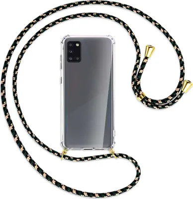 Produktbild von Handykette Backcover-Schutzhülle mit Band (Metall goldfarben) für Samsung Galaxy A31 - camouflage