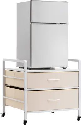 Zdjęcie produktu dla VEVOR mini lodówka z zamrażarką na kółkach, udźwig 80 kg, stolik pod mini lodówkę, mobilna półka na lodówkę do akademika, mieszkania, biura, biała