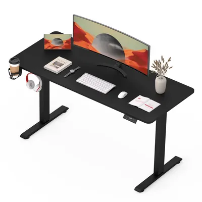 Produktbild von SANODESK QS1 Höhenverstellbarer Schreibtisch Elektrisch, Memory- und Timer-Funktion, Anti-Kollisionsschutz, 60 kg Tragkraft Haken 110x60cm(Schwarz)