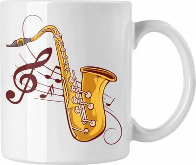 Produktbild von Lustige Saxofon-Tasse Geschenk Saxofonspieler Geschenkidee (Weiß)