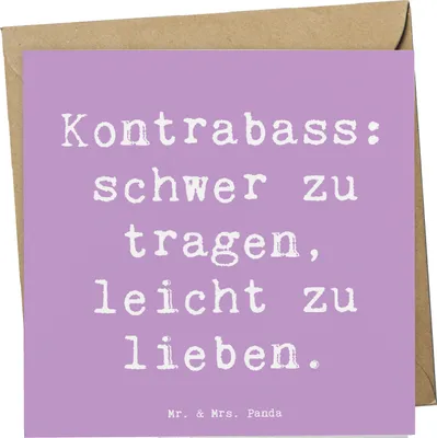 Produktbild von Mr. & Mrs. Panda Grußkarte Spruch Kontrabass Liebe - Lavendeltraum - Geschenk, tiefes Instrument, Klappkarte, Jazzbands, Musik, Musiker, Streichinstrument, anlasskarte
