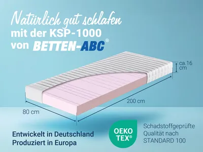 Immagine prodotto di Materasso in schiuma fredda a 9 zone Betten-ABC KSP-1000 The Original, altezza 16 cm, dimensioni: 80x200, livello di rigidità: H2