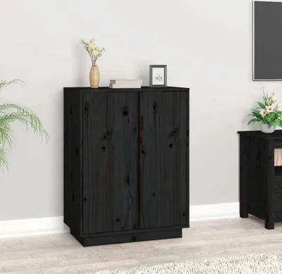 Imagen del producto de Maison Exclusive - Aparador Schwarz, 60x35x80 cm, madera maciza de pino