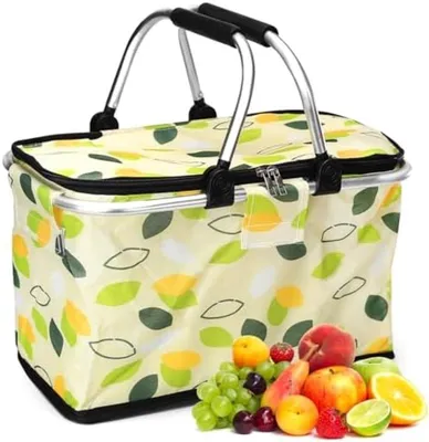 Produktbild von PolkaHome® Isolierte Picknicktasche – Faltbare Kühltasche, 30 Liter, für Camping & Outdoor, 40x20x23 cm